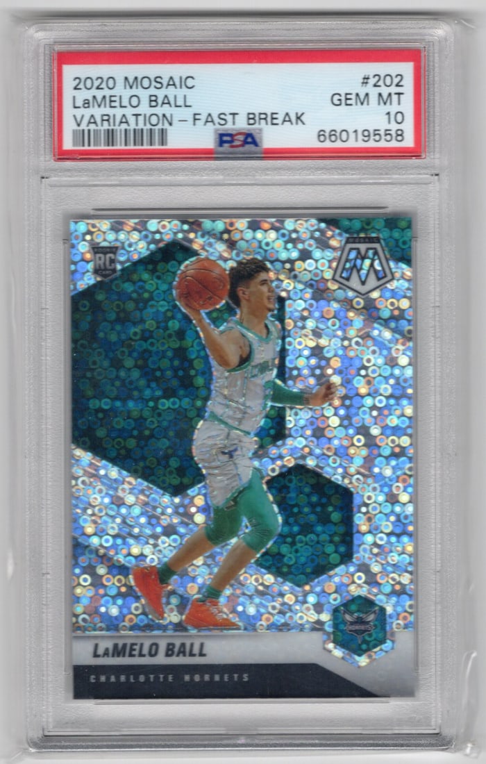 LaMelo Ball Rookie Card Fast Break Variation 2020-21 Panini Mosaic #202 PSA 10 Hornets (1 of 2)