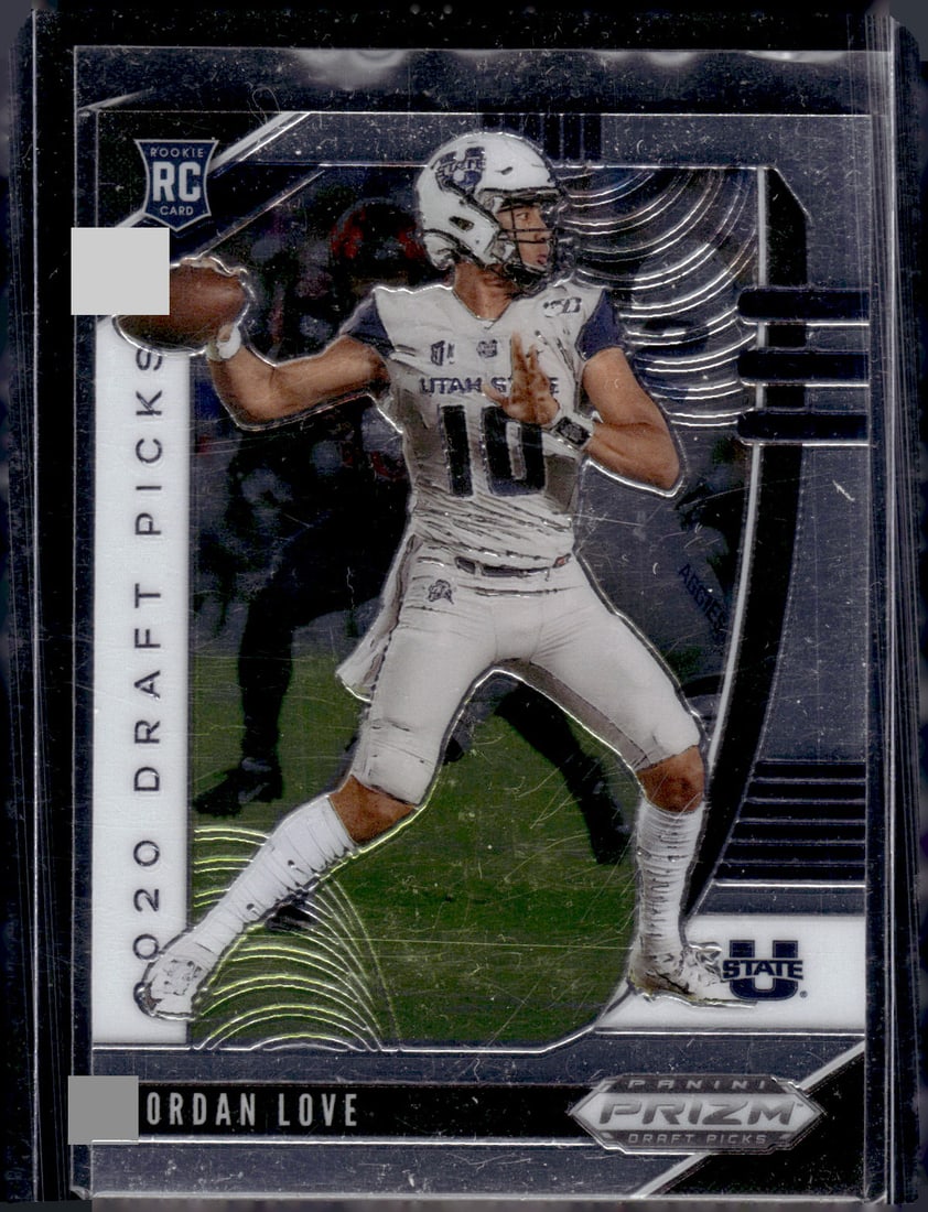 Jordan Love Rookie Card 2020 Prizm Draft Picks #148 Utah State, Packers (1 of 2)