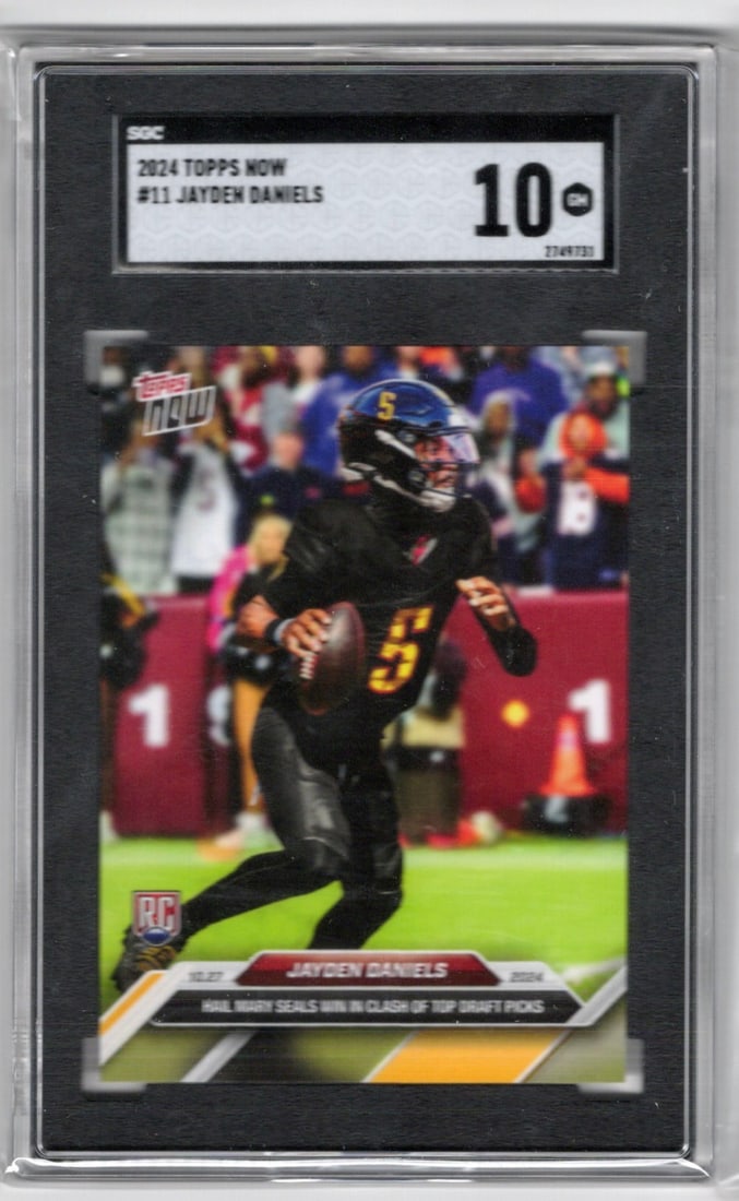 Jayden Daniels Rookie Card 2024 Topps Now #11 SGC 10 Commanders Football Card: Topps Football NFL Trading Sports Cards, Sports Cards for Sale Near Me, Super Bowl & Hall of Fame Player Cards, Resurgence, Composite, SP, SSP, Valuable Auction Memorabilia Lots For Sale On Line