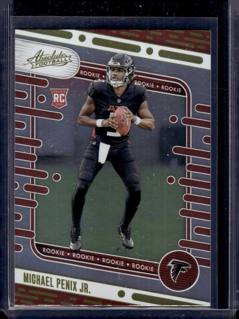 Michael Penix Jr. Rookie Card Gold Foil 2024 Panini Absolute #108 Atlanta Falcons: Panini Select, Prizm, Mosaic, Contenders, Zenith, Phoenix, Illusions, Absolute, Rookie NFL Sports Trading Cards, SP, SSP, Cards, Football Cards for Sale Near Me, Superbowl & Hall of Fame Player Cards,