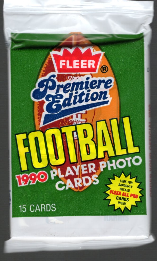 1990 Fleer Vintage Football Cards Premier Edition Retail Box Pack Sports Cards NFL Cards: Fleer Vintage Football NFL Trading & Sports Cards, Superbowl Memorabilia, Old Sports Cards for Sale Near Me, Emmitt Smith, Dan Marino, Joe Montana, John Elway, Valuable Auction Memorabilia Lots for Sa
