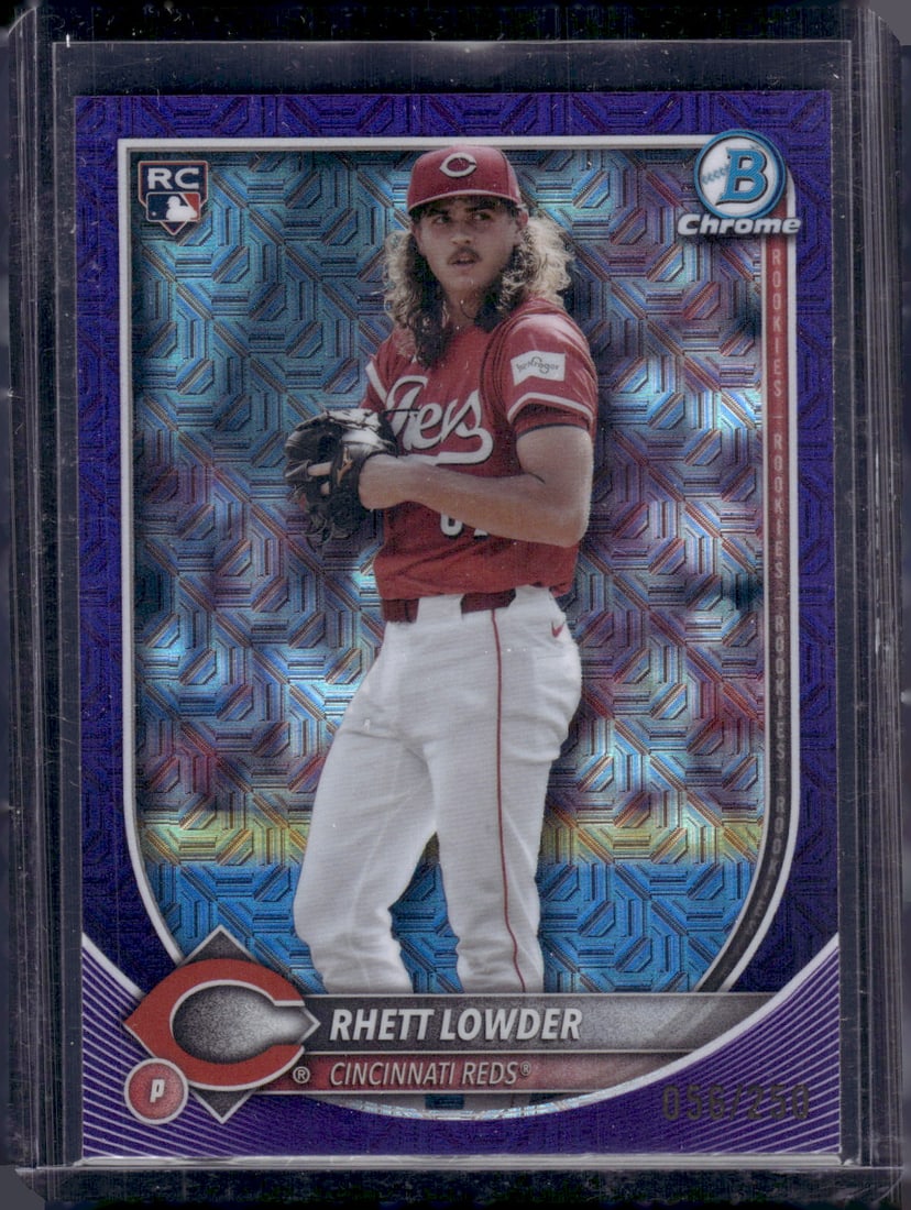 Rhett Lowder Rookie Card Purple Mojo /250 2025 Bowman Chrome #6 Reds Baseball Card (1 of 2)