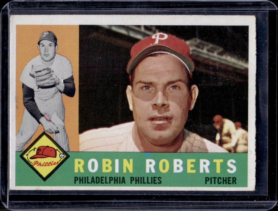 Robin Roberts 1960 Topps #20 Phillies Vintage Baseball Card (1 of 2)