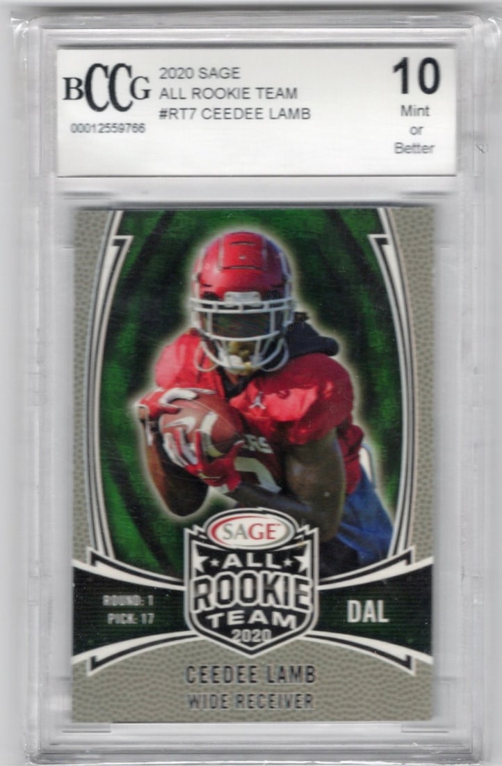 CeeDee Lamb Rookie Card 2020 Sage #RT7 BCCG 10 OU Sooners, Dallas Cowboys (1 of 2)