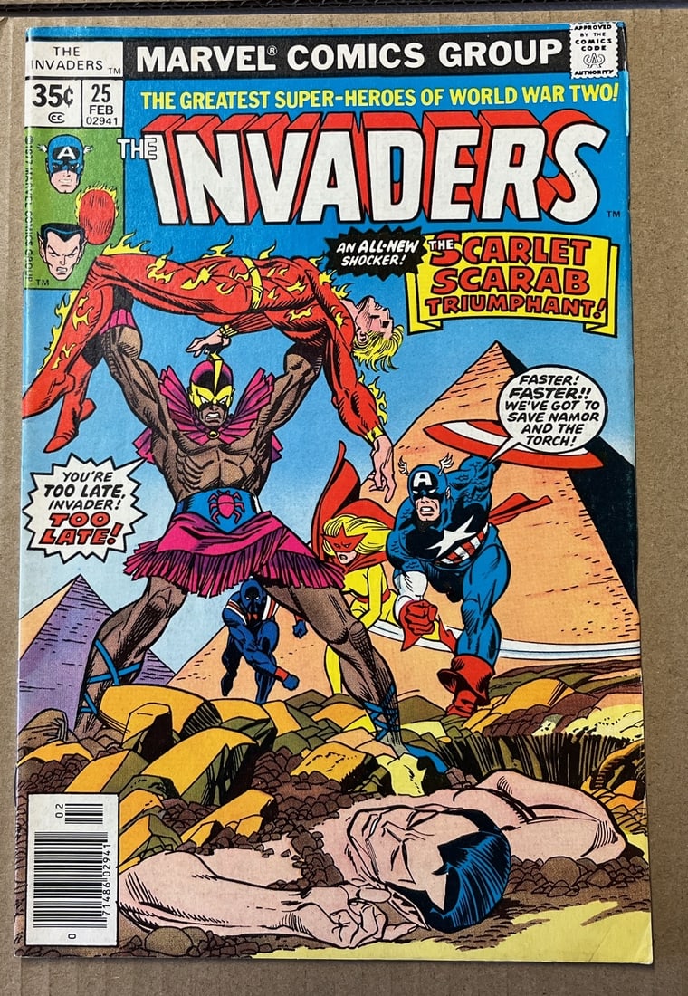The Invaders Vintage Marvel Comic Book 1978 #25, The Scarlet Scarab Appearance (1 of 3)