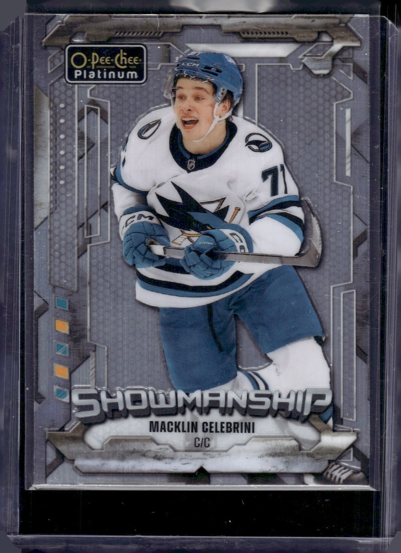Macklin Celebrini Rookie Card Showmanship 2024-25 O-Pee-Chee Platinum #S-8 Sharks: O Pee Chee Vintage NHL Hockey Trading & Sports Cards, Old Sports Cards for Sale Near Me, Stanley Cup & Hall of Fame Players, Valuable Auction Memorabilia Lots for Sale On Line