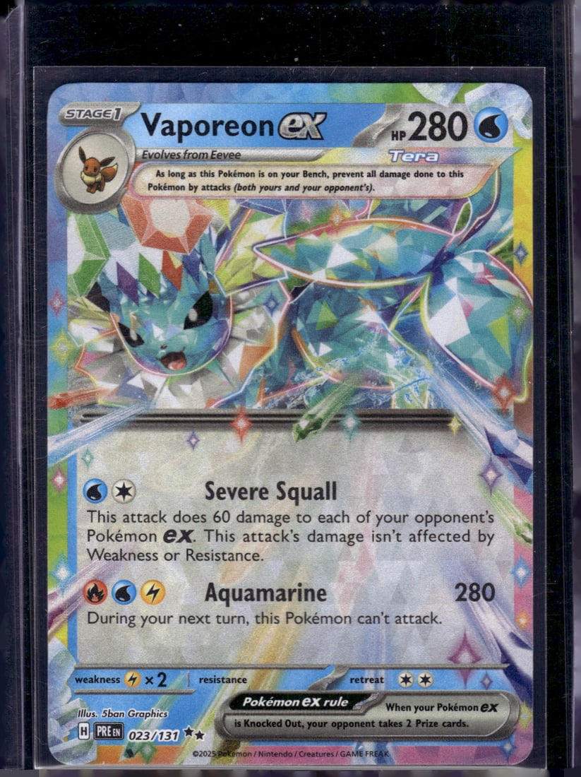 2025 Pokemon Prismatic Evolutions Vaporeon Ex Double Rare #23 Pokemon TCG (1 of 2)