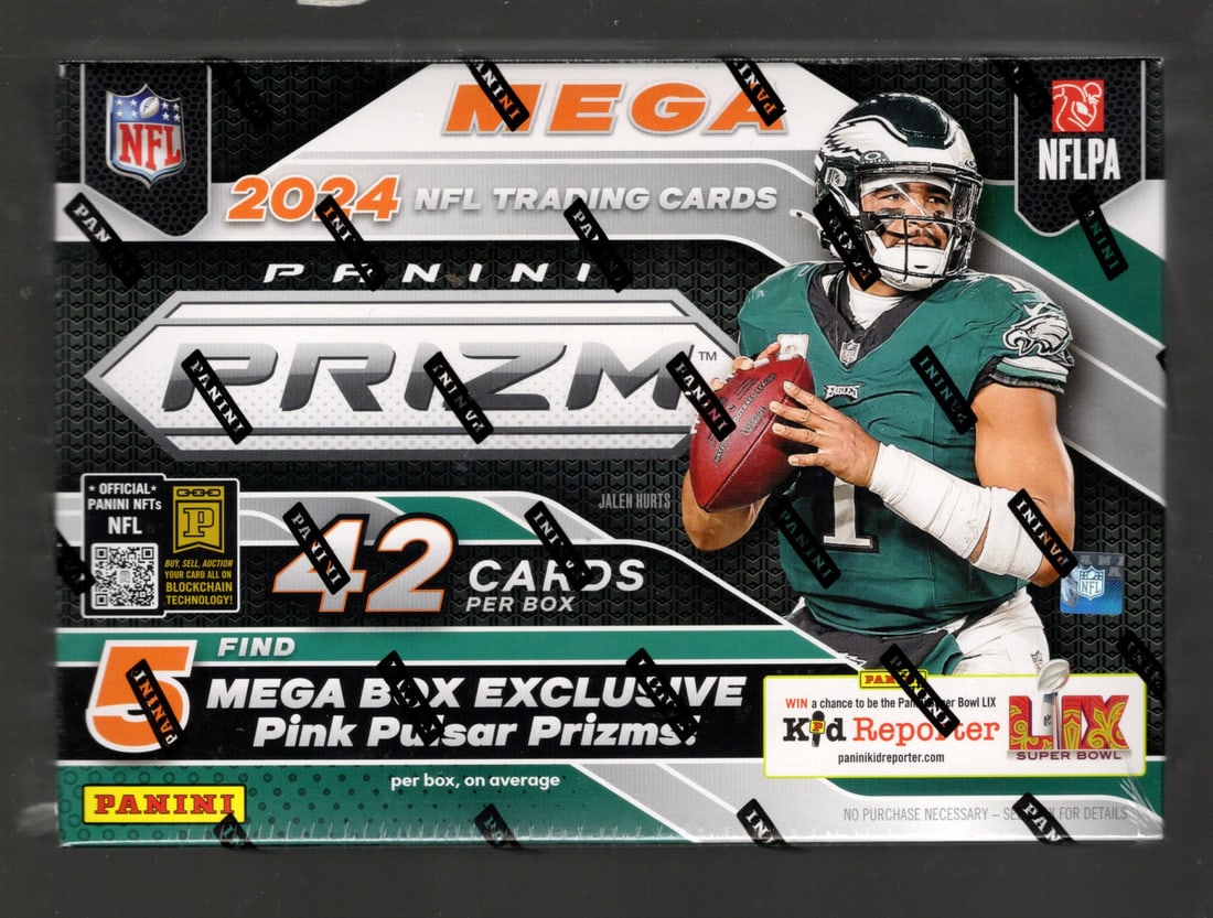 2024-25 Panini Prizm Football MEGA BOX - Jayden Daniels, 5 Neon Green Pulsar Prizms, Bo Nix Football: Panini Rookie Football NFL Trading & Sports Cards, Rookie Cards in This Set are Jayden Daniels, Bo Nix, Drake Maye, Marvin Harrison, Jr, JJ McCarthy, Football & Sports Cards for Sale Near Me, Silver,