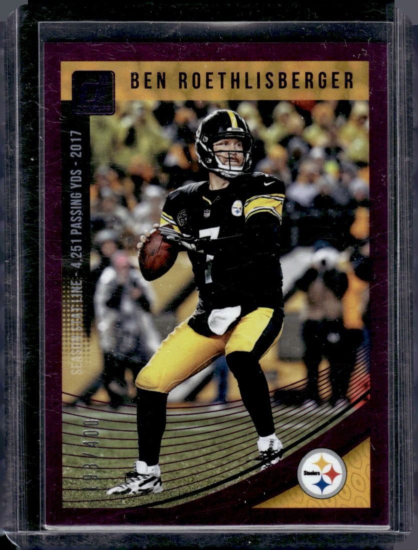 Ben Roethlisberger Purple Stat Line /400 2018 Panini Donruss #238 Pittsburgh Steelers (1 of 2)
