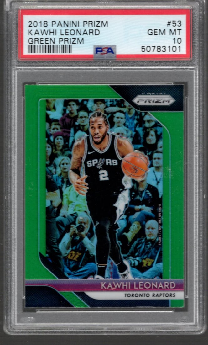Kawhi Leonard Green Prizm 2018-19 Panini Prizm #53 PSA 10 Raptors, Spurs, Clippers (1 of 2)