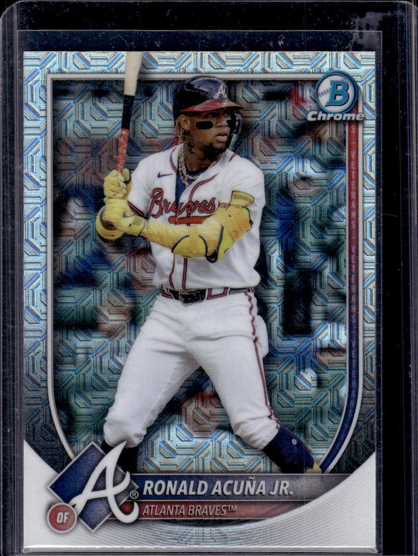 Ronald Acuna Jr. Mojo Refractor 2025 Bowman Chrome #21 Atlanta Braves: Bowman Baseball MLB Trading & Sports Cards, Sports Cards for Sale Near Me, World Series & Hall of Fame Players, SP, SSP, Chrome, 1st Bowman, Auction Memorabilia Lots Sold On Line