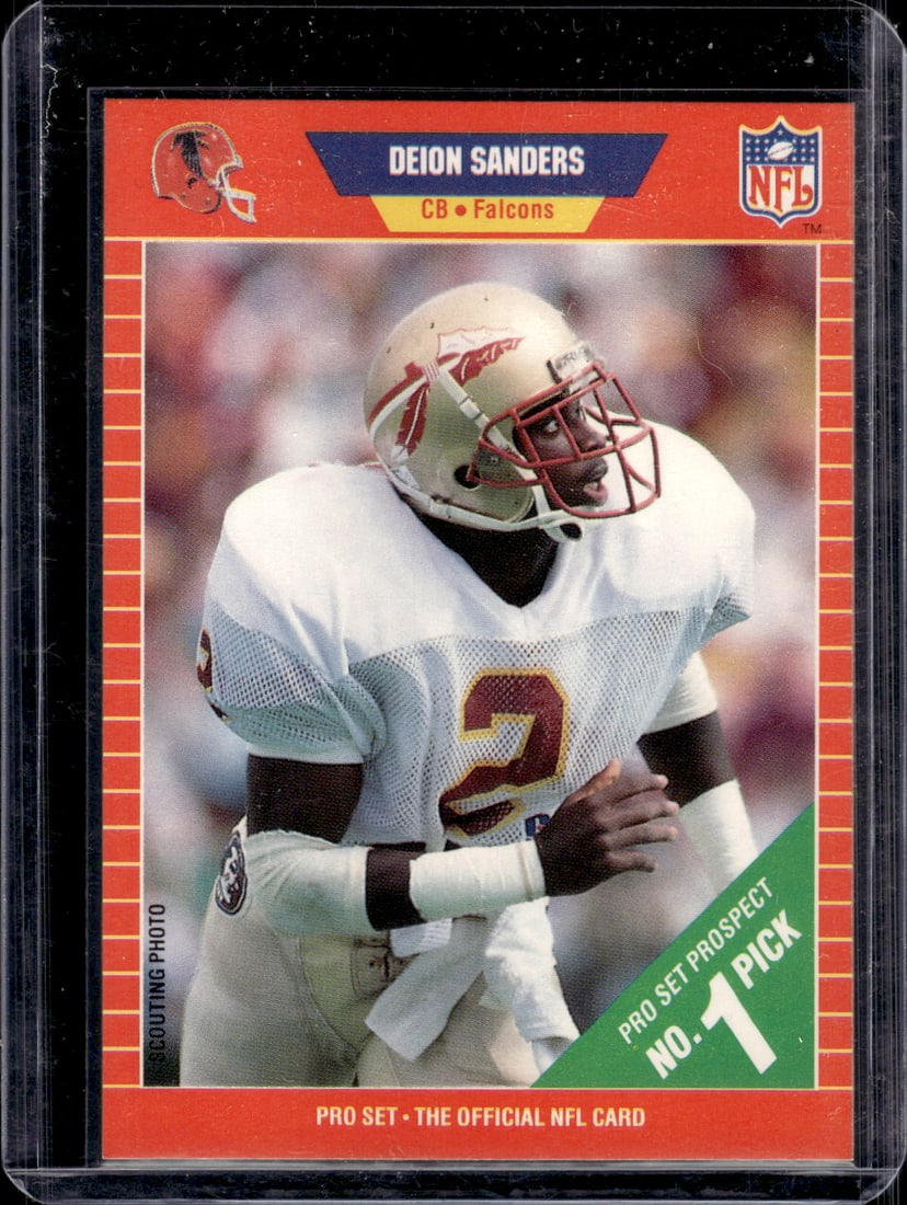 Deion Sanders Rookie Card 1989 Pro Set #486 Atlanta Falcons Football Card (1 of 2)