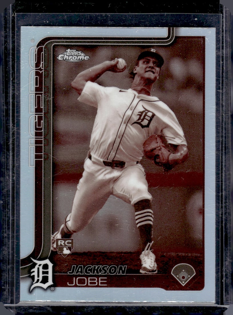 Jackson Jobe Rookie Card Sepia Refractor 2025 Topps Chrome #249 Detroit Tigers: Topps Baseball MLB Trading & Sports Cards, Sports Cards for Sale Near Me, World Series & Hall of Fame Players Memorabilia, Refractors, X-Fractors, Numbered, SP, SSP, Valuable Auction Memorabilia Lots