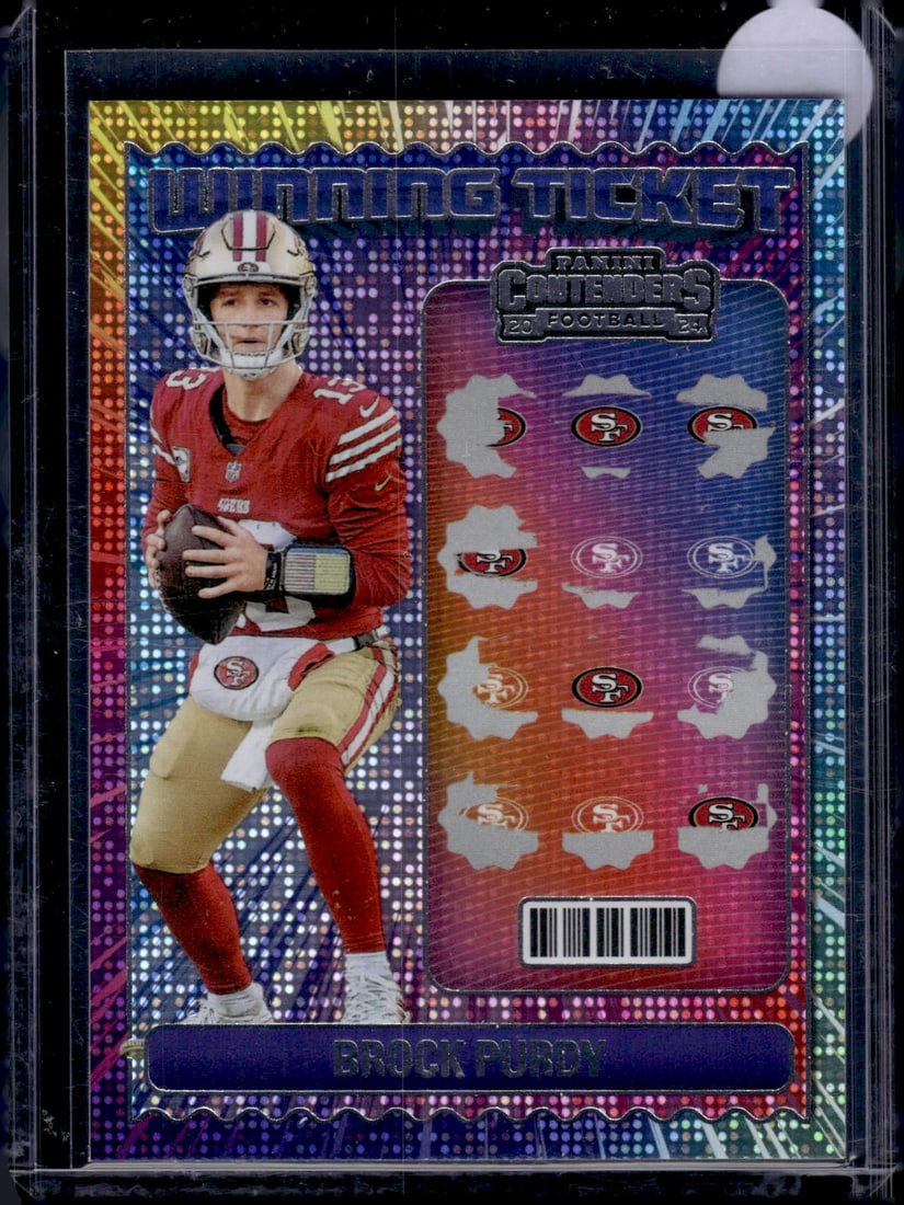 Brock Purdy Winning Ticket Hobby Sparkle 2024 Panini Contenders #2 49ers Football Card: Panini Select, Prizm, Mosaic, Contenders, Zenith, Phoenix, Illusions, Absolute, Rookie NFL Sports Trading Cards, SP, SSP, Cards, Football Cards for Sale Near Me, Superbowl & Hall of Fame Player Cards,