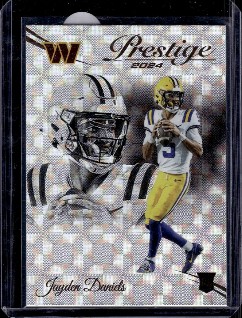 Jayden Daniels Rookie Card Xtra Points Hyper 2024 Panini Prestige #302 LSU, Commanders: Panini Select, Prizm, Mosaic, Contenders, Zenith, Phoenix, Illusions, Absolute, Rookie NFL Sports Trading Cards, SP, SSP, Cards, Football Cards for Sale Near Me, Superbowl & Hall of Fame Player Cards,