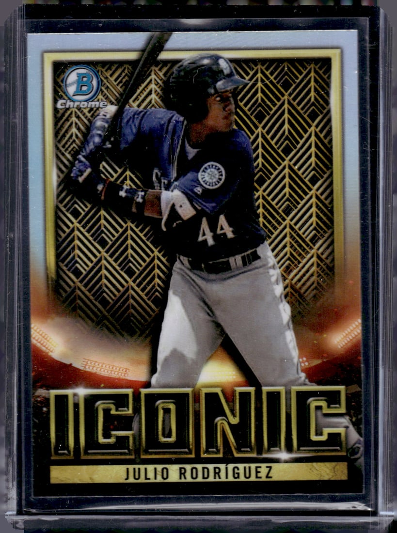 Julio Rodrigeuz Iconic Refractor 2023 Bowman Chrome #BI-9 Mariners Baseball Card: Bowman Baseball MLB Trading & Sports Cards, Sports Cards for Sale Near Me, World Series & Hall of Fame Players, SP, SSP, Chrome, 1st Bowman, Auction Memorabilia Lots Sold On Line