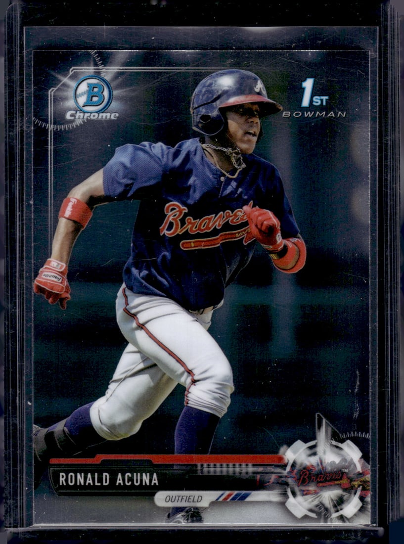 Ronald Acuna Jr. 1st Bowman Chrome 2017 Bowman Chrome #BCP127 Braves Baseball Card (1 of 2)