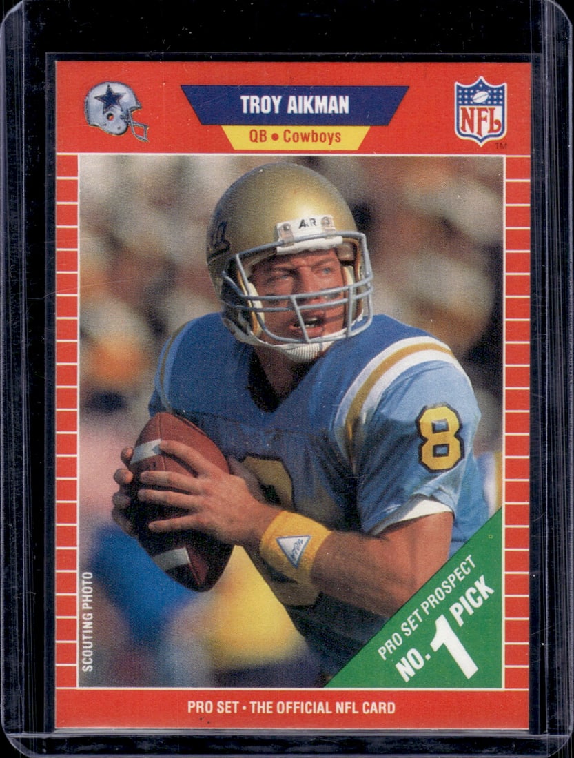Troy Aikman Rookie Card 1989 Pro Set #490 Dallas Cowboys Football Card (1 of 2)