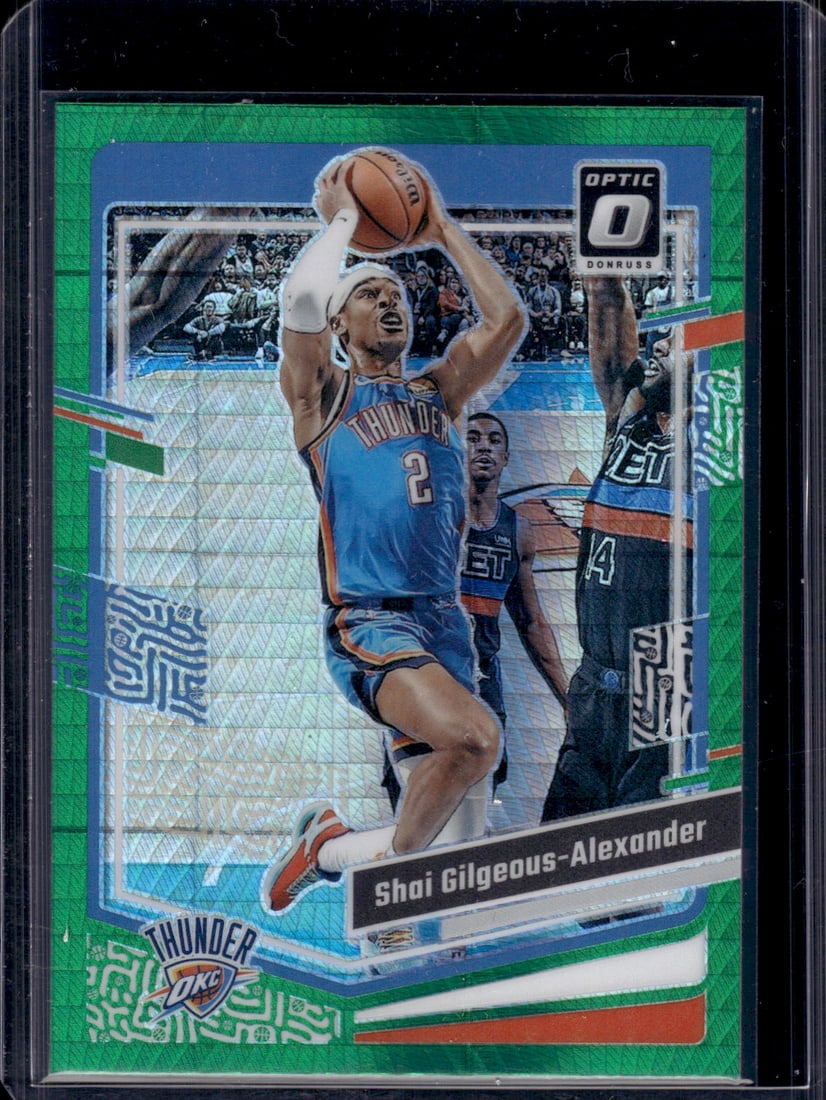 Shai Gilgeous-Alexander Green Hyper Prizm 2023-24 Donruss Optic #104 OKC Thunder (1 of 2)