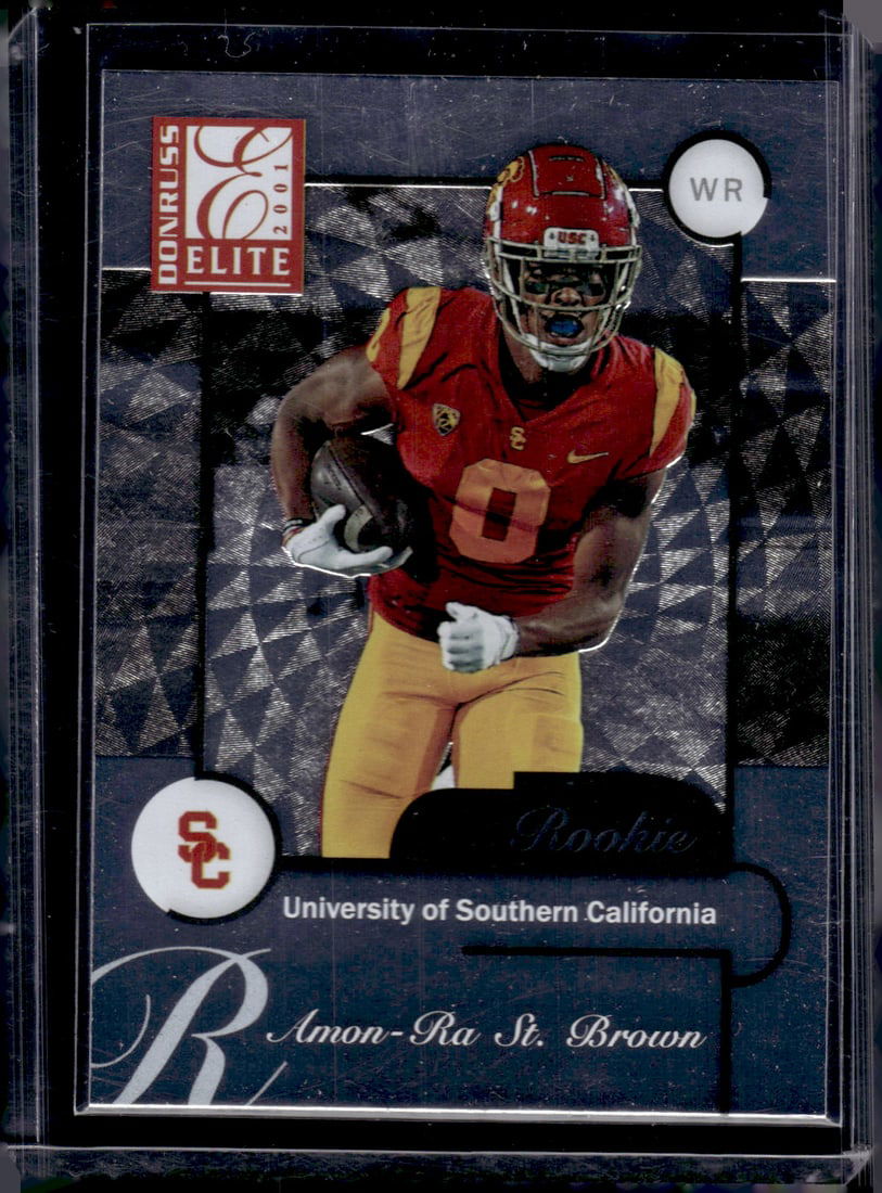 Amon-Ra St. Brown Rookie Card 2021 Donruss Elite #ER24 USC Trojans, Detroit Lions (1 of 2)