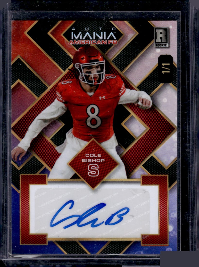 Cole Bishop 1/1 Rookie Auto 2024 Wild Card Auto Mania #AMASQ-CB Football Card (1 of 2)