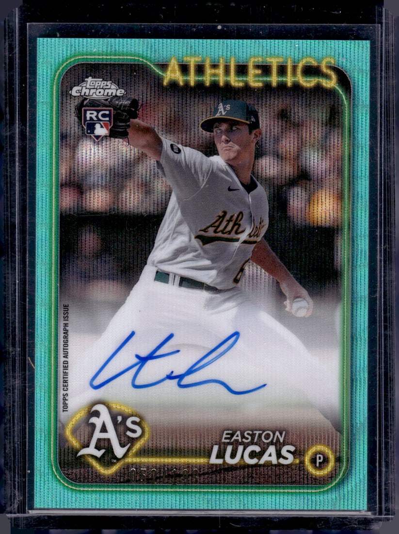 Easton Lucas Aqua Wave Refractor Rookie Auto /199 2024 Topps Chrome #RA-EL Athletics (1 of 2)