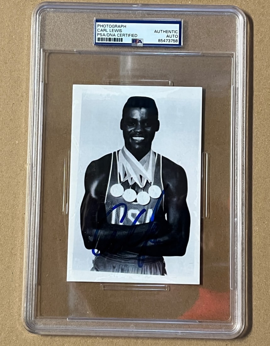 Carl Lewis 4"x6" Autographed PSA Authenticated Encased Photograph (1 of 3)