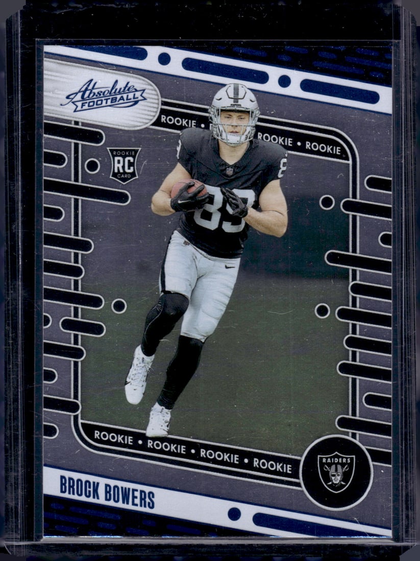 Brock Bowers Rookie Card Blue Foil 2024 Panini Absolute #113 Las Vegas Raiders: Panini Select, Prizm, Mosaic, Contenders, Zenith, Phoenix, Illusions, Absolute, Rookie NFL Sports Trading Cards, SP, SSP, Cards, Football Cards for Sale Near Me, Superbowl & Hall of Fame Player Cards,