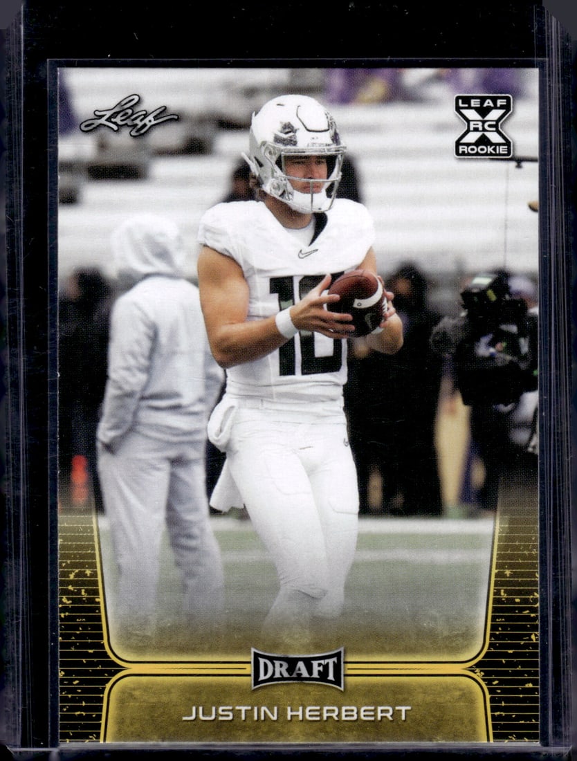 Justin Herbert Rookie Card Gold 2020 Leaf Draft #03 Oregon Ducks, Chargers (1 of 2)