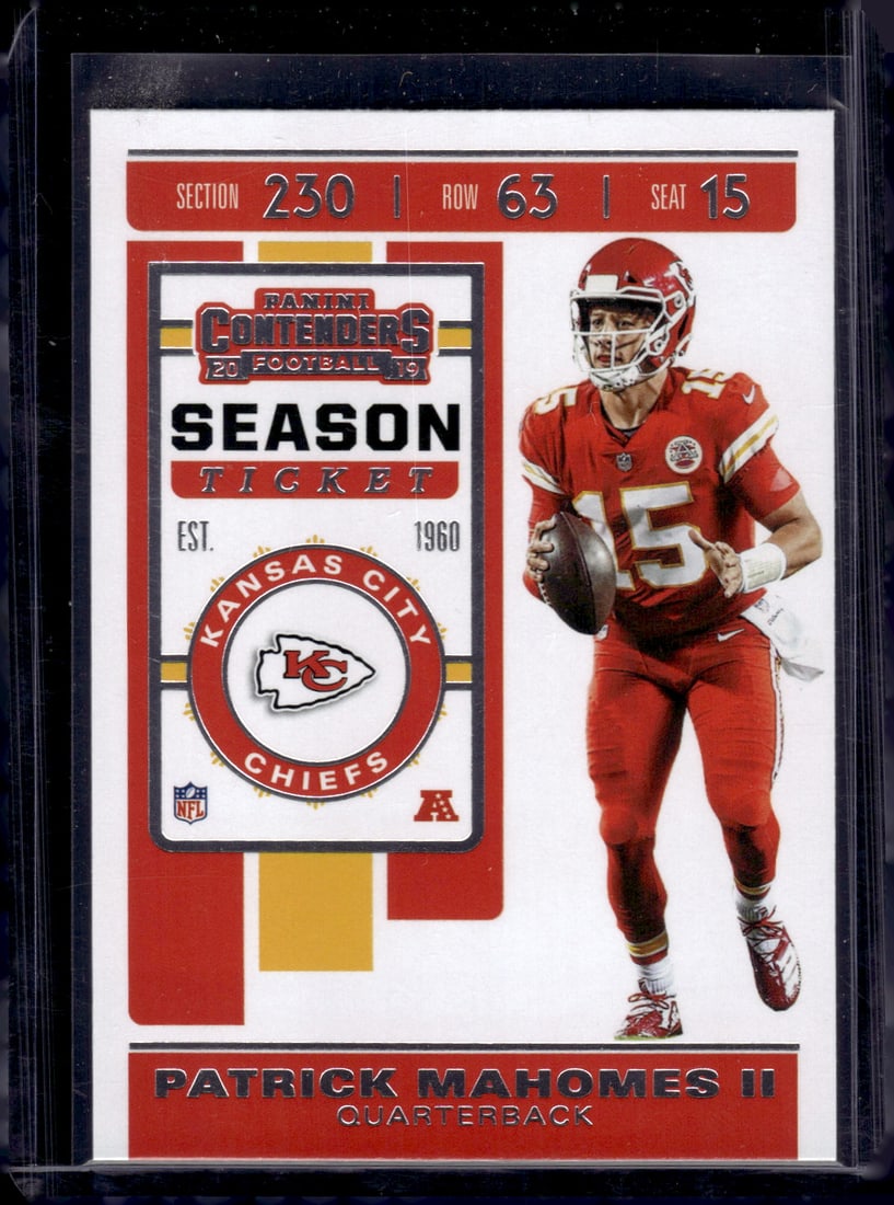 Patrick Mahomes Season Ticket 2019 Panini Contenders #39 Chiefs (1 of 2)