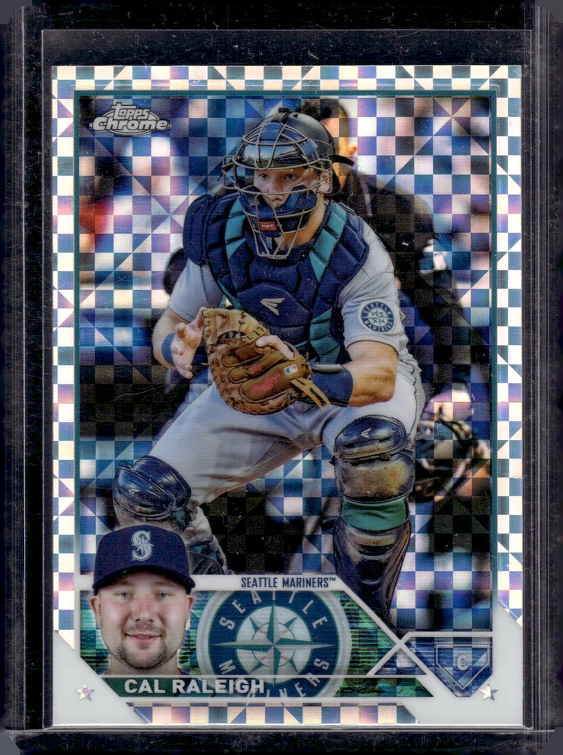 Cal Raleigh Xfractor 2023 Topps Chrome #141 Mariners Baseball Card: Topps Baseball MLB Trading & Sports Cards, Sports Cards for Sale Near Me, World Series & Hall of Fame Players Memorabilia, Refractors, X-Fractors, Numbered, SP, SSP, Valuable Auction Memorabilia Lots 