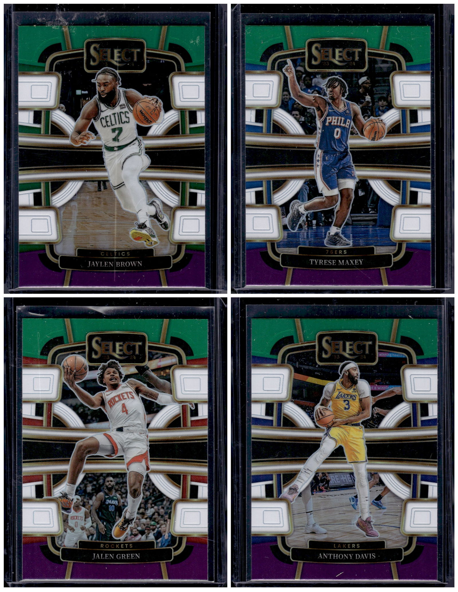 Lot of 4 2023-24 Panini Select NBA Green White Purple Prizms. Jaylen Brown, Maxey, and more (1 of 2)