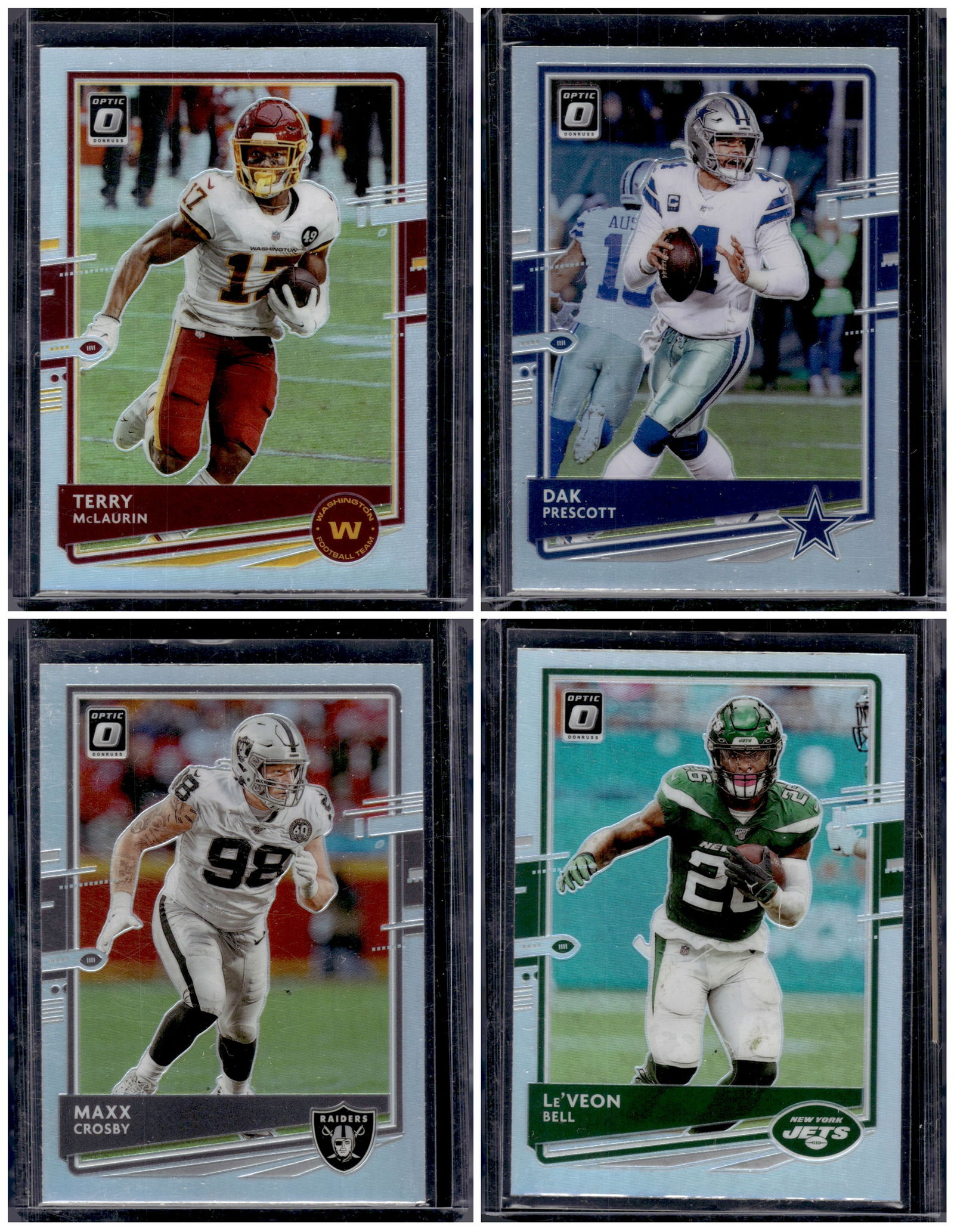 Lot of 4 2020 Donruss Optic NFL Holo Prizms. Terry McLaurin, Dak Prescott, Maxx Crosby (1 of 2)