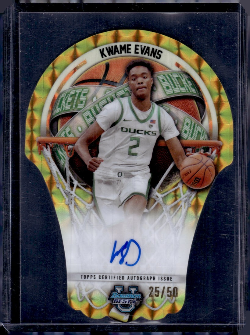 Kwame Evans Gold Die Cut Die Cut Auto /50 2024 Bowman U Chrome #BDA-KE (1 of 2)