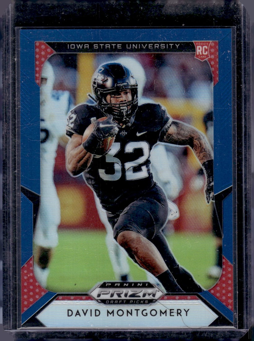 David Montgomery Rookie Card Blue Prizm 2019 Prizm Draft Picks #118 Iowa State, Lions (1 of 2)