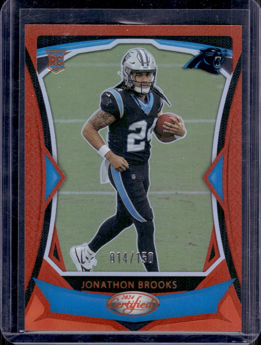 Jonathon Brooks Rookie Card Orange Mirror /150 2024 Panini Certified #136 Panthers (1 of 2)