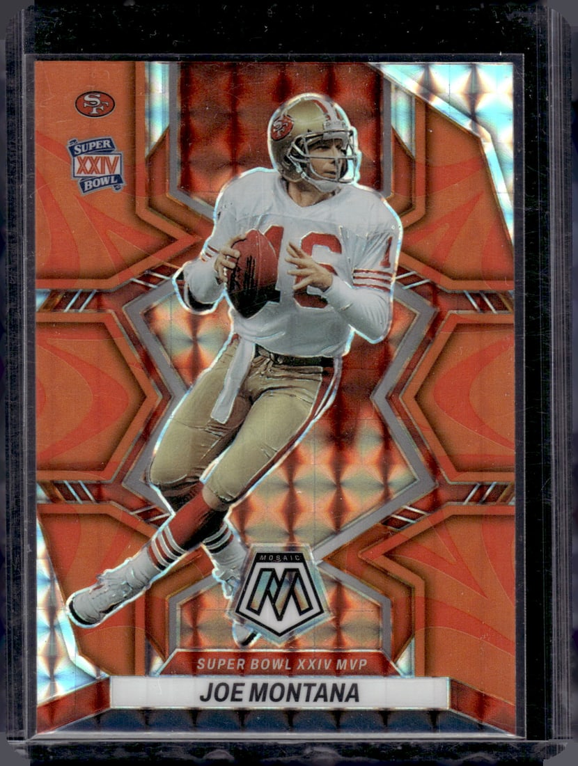 Joe Montana Orange Reactive Prizm 2022 Panini Mosaic #296 49ers Football Card (1 of 2)