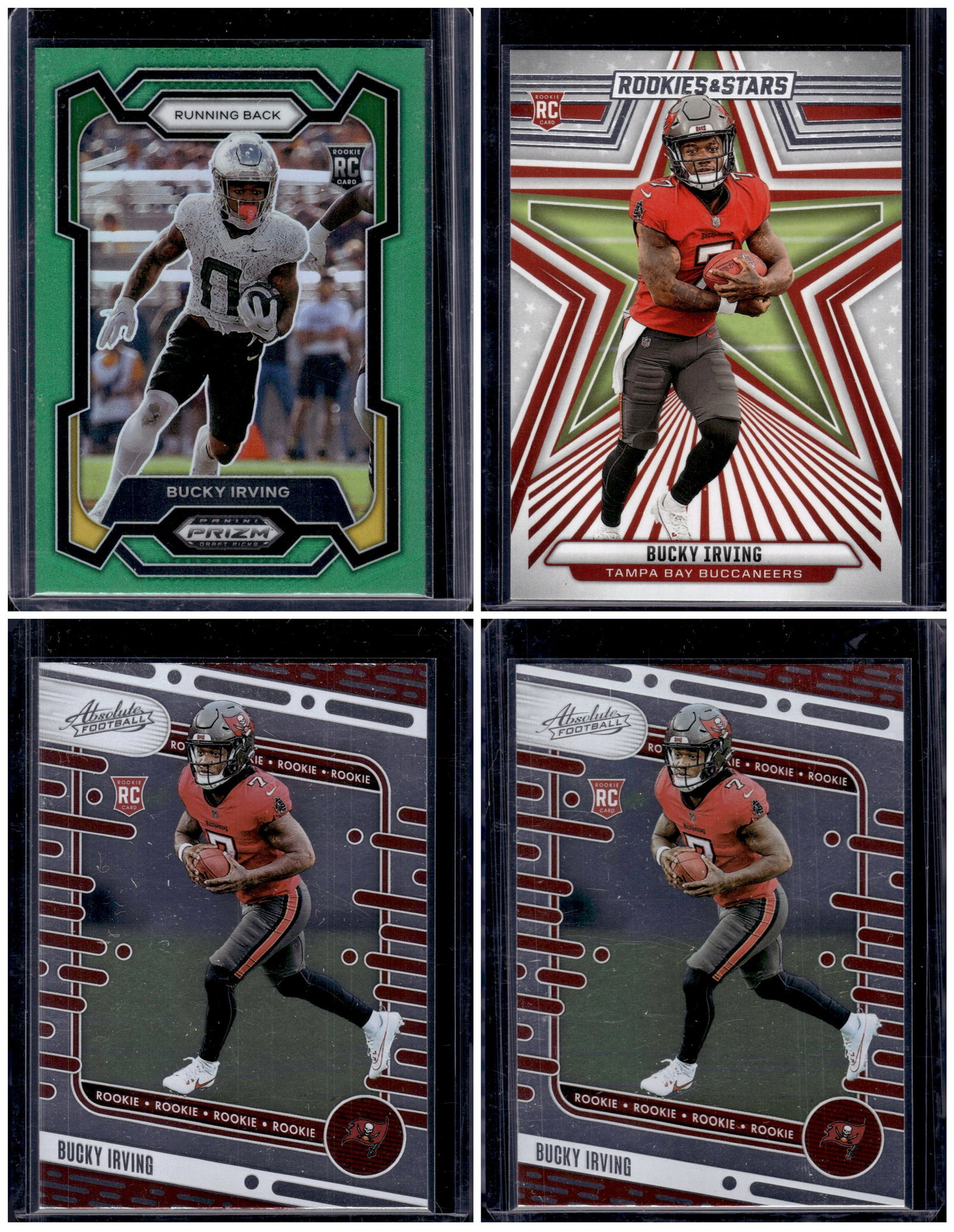 Lot of 4 Bucky Irving Rookie Cards. Green Prizm DP, 2 Absolute, Rookies & Stars (1 of 1)