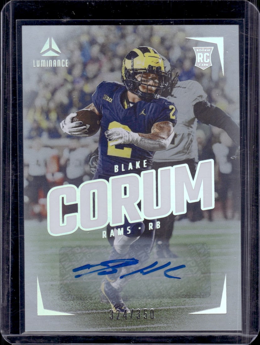 Blake Corum Rookie Card Auto /350 2024 Panini Lumiance #166 LA Rams Football Card (1 of 2)