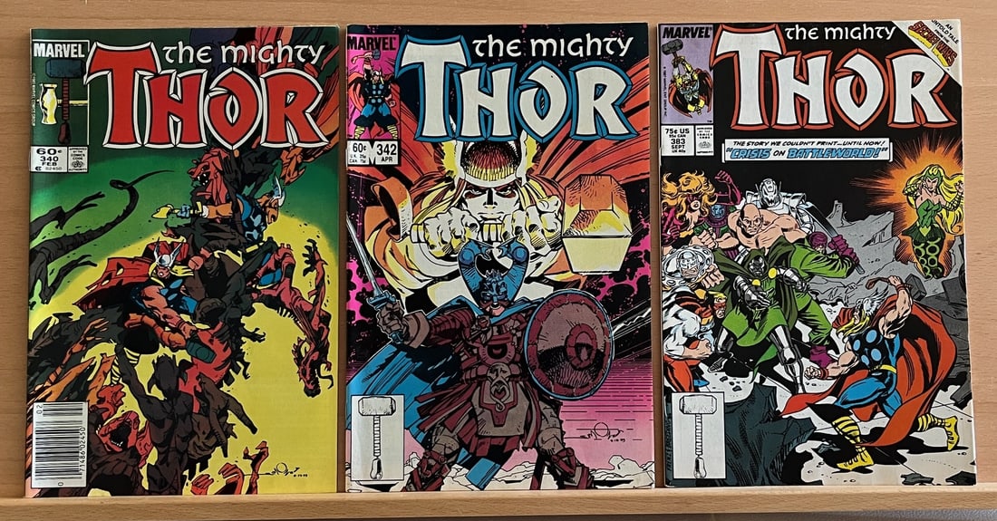 The Mighty Thor Vintage Marvel Comic Books 1984 #'s 340 & 342, 1987 #383 (1 of 3)