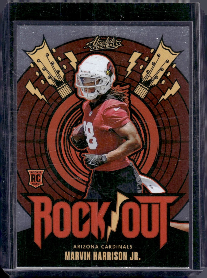 Marvin Harrison Jr. Rookie Card Rock Out 2024 Panini Absolute #RO-MHJ Cardinals: Panini Select, Prizm, Mosaic, Contenders, Zenith, Phoenix, Illusions, Absolute, Rookie NFL Sports Trading Cards, SP, SSP, Cards, Football Cards for Sale Near Me, Superbowl & Hall of Fame Player Cards,