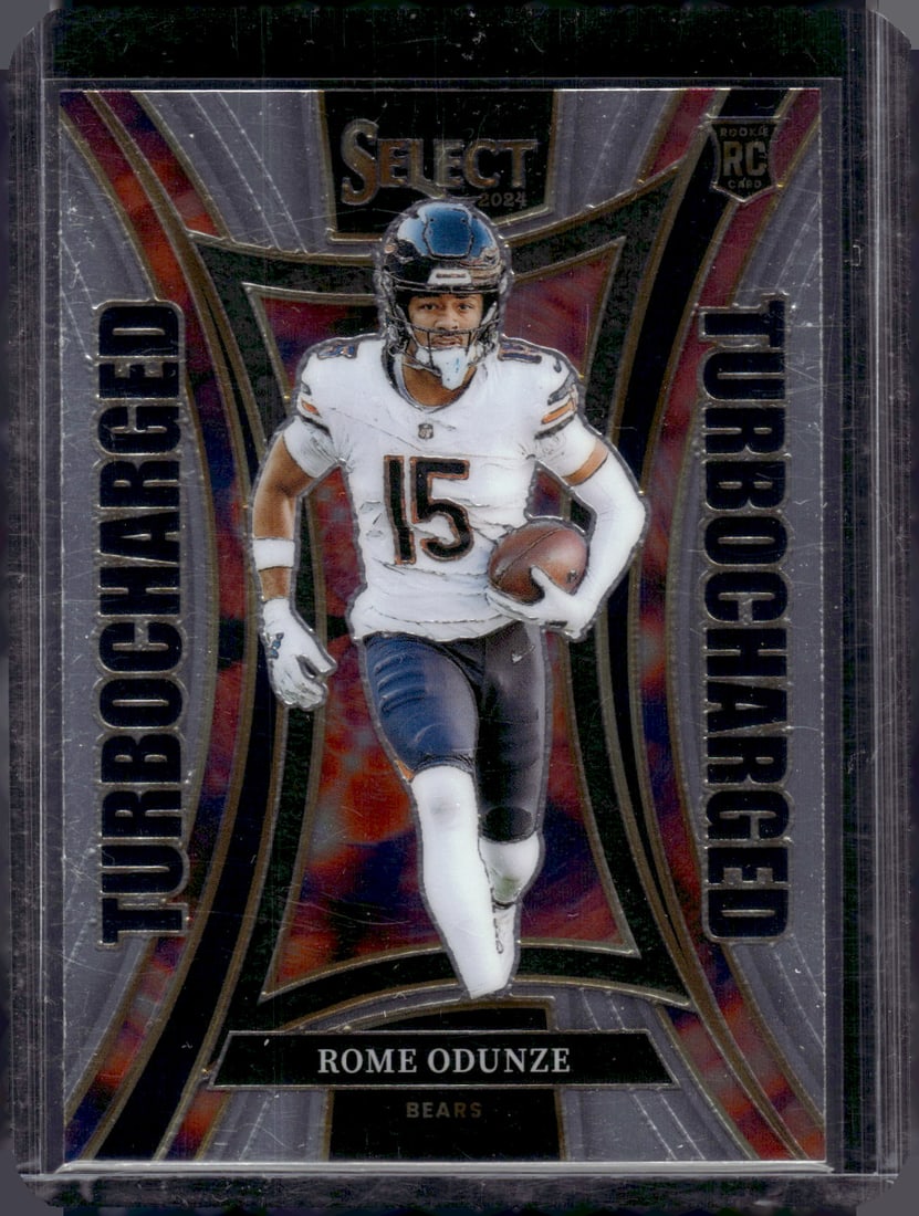 Rome Odunze Rookie Card Turbochraged 2024 Panini Select #22 Chicago Bears: Panini Select, Prizm, Mosaic, Contenders, Zenith, Phoenix, Illusions, Absolute, Rookie NFL Sports Trading Cards, SP, SSP, Cards, Football Cards for Sale Near Me, Superbowl & Hall of Fame Player Cards,