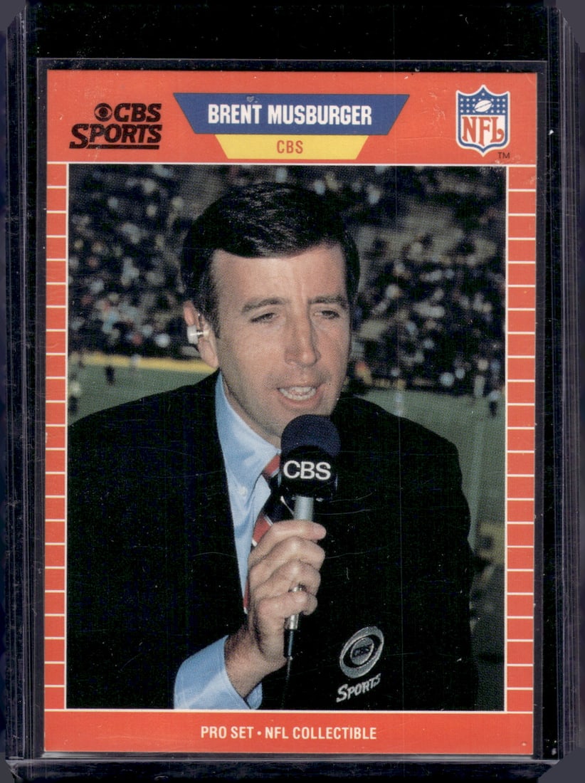 Brent Musburger 1989 Pro Set #17 Football Card: Pro Set Vintage Football NFL Trading Cards, Old Sports Cards for Sale Near Me, Hall of Fame & Super Bowl Player Cards, Auction Memorabilia Lots for Sale on Line