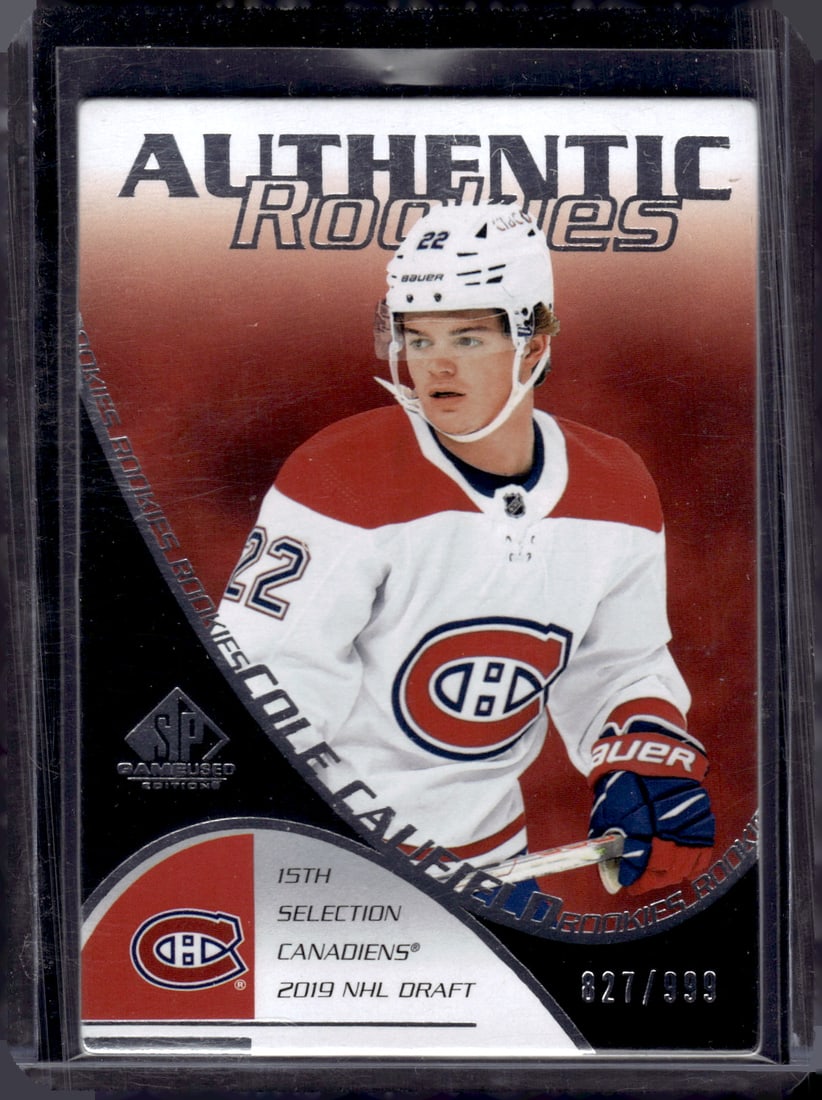 Cole Caufield Rookie Card /999 2021-22 SP Game Used #RC-1 Montreal Candiens: Upper Deck Vintage NHL Hockey Trading & Sports Cards, Old Sports Cards for Sale Near Me, Stanley Cup & Hall of Fame Players, Valuable Auction Memorabilia Lots for Sale On Line