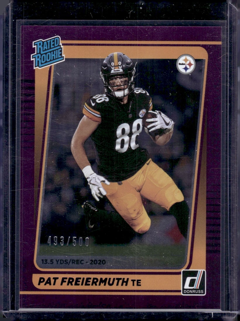 Pat Freiermuth Rookie Card Statline /500 2021 Panini Donruss #281 Pittsburgh Steelers (1 of 2)