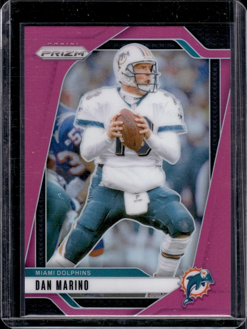 Dan Marino Pink Prizm 2024 Panini Prizm #182 Miami Dolphins: Panini Select, Prizm, Mosaic, Contenders, Zenith, Phoenix, Illusions, Absolute, Rookie NFL Sports Trading Cards, SP, SSP, Cards, Football Cards for Sale Near Me, Superbowl & Hall of Fame Player Cards,