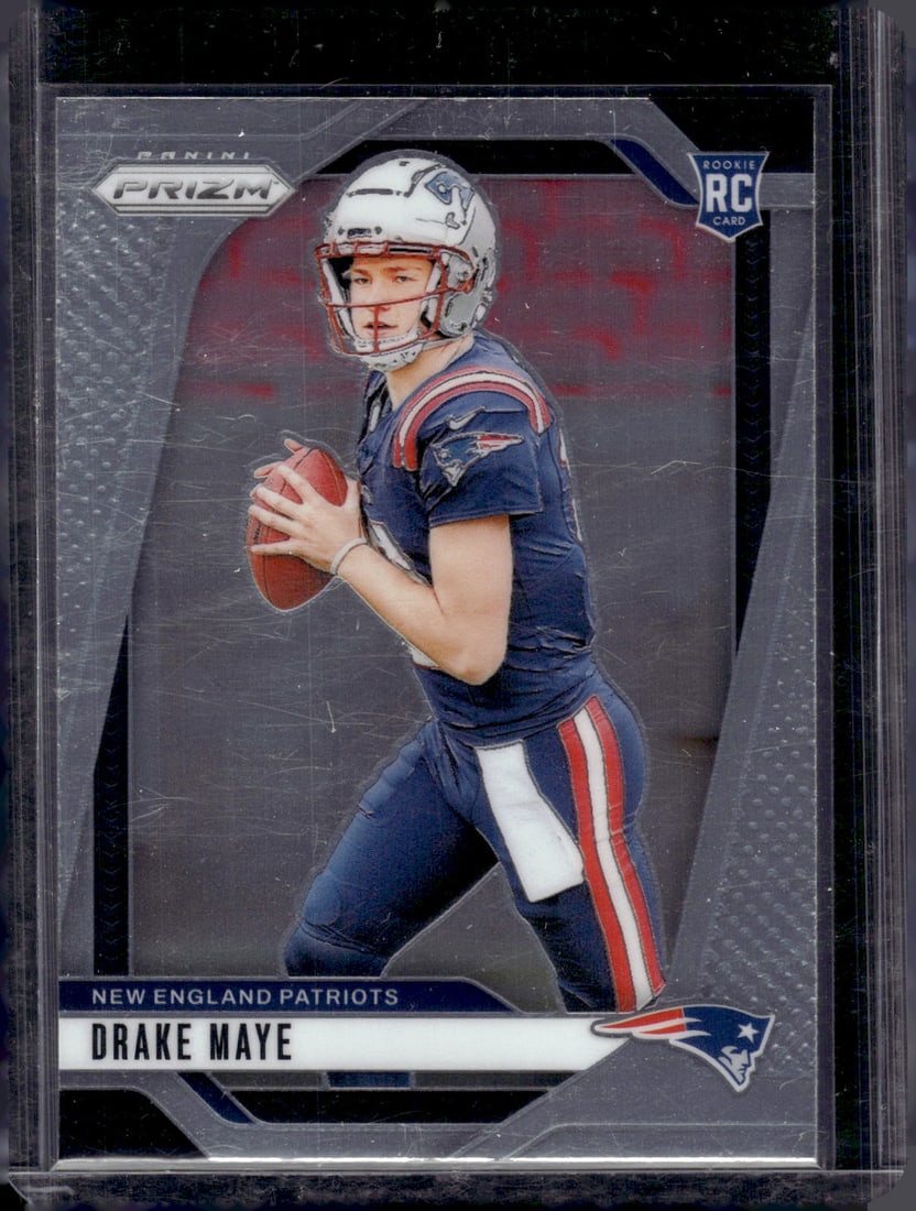 Drake Maye Rookie Card 2024 Panini Prizm #329 New England Patriots Football Card: Panini Select, Prizm, Mosaic, Contenders, Zenith, Phoenix, Illusions, Absolute, Rookie NFL Sports Trading Cards, SP, SSP, Cards, Football Cards for Sale Near Me, Superbowl & Hall of Fame Player Cards,