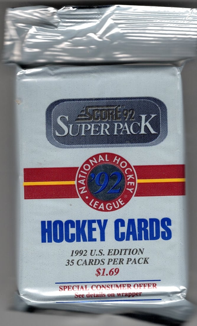 1992 Score  US EDITION SUPER PACK  Vintage Hockey Cards Retail Box Pack, 35 Cards Per Pack (1 of 1)