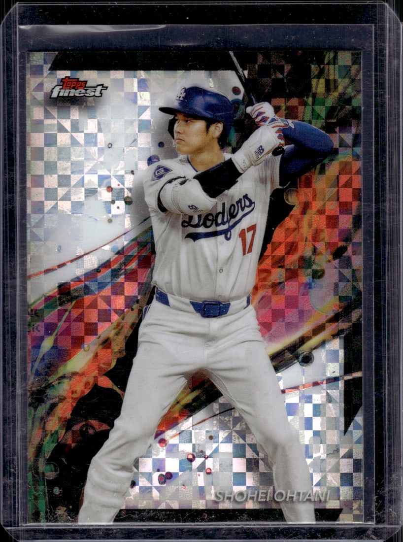 Shohei Ohtani Checkerboard Refractor 2024 Topps Finest #100 Dodgers Baseball Card: Topps Baseball MLB Trading & Sports Cards, Sports Cards for Sale Near Me, World Series & Hall of Fame Players Memorabilia, Refractors, X-Fractors, Numbered, SP, SSP, Valuable Auction Memorabilia Lots
