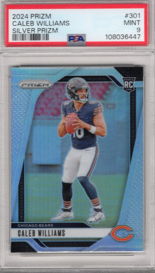 Caleb Williams Rookie Card Silver Prizm 2024 Panini Prizm #301 PSA 9 Chicago Bears (1 of 2)